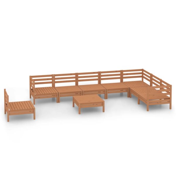 9 pcs conjunto lounge de jardim pinho maciço castanho mel - Image 2
