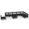 9 pcs conjunto lounge de jardim pinho maciço preto - Image 2