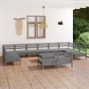 13 pcs conjunto lounge de jardim pinho maciço cinza