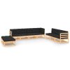 9 pcs conjunto lounge de jardim c/ almofadões pinho maciço