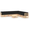 9 pcs conjunto lounge de jardim c/ almofadões pinho maciço