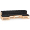 6 pcs conj. lounge jardim c/ almofadões antracite pinho maciço
