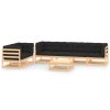 7 pcs conj. lounge jardim c/ almofadões antracite pinho maciço