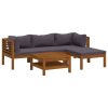 5 pcs conjunto lounge de jardim c/ almofadões acácia maciça - Image 2