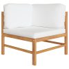 6 pcs conj. lounge de jardim + almofadões cor creme teca maciça - Image 3