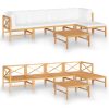 6 pcs conj. lounge jardim c/ almofadões cor creme teca maciça - Image 2