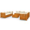 9 pcs conjunto lounge de jardim c/ almofadões acácia maciça - Image 2
