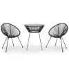 3 pcs conjunto de jantar para jardim preto - Image 2
