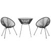 3 pcs conjunto de jantar para jardim preto - Image 3