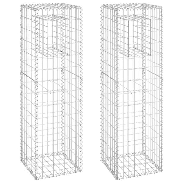 Postes/cestos gabião 2 pcs 40x40x140 cm ferro - Image 2