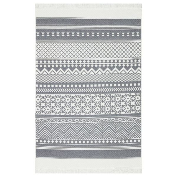 Tapete 160x230 cm algodão cinzento e branco - Image 2