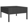 5 pcs conjunto lounge de jardim c/ almofadões vime PE preto - Image 3