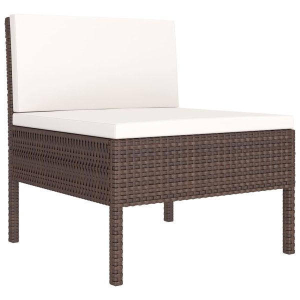 9 pcs conjunto lounge jardim c/ almofadões vime PE castanho - Image 3