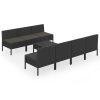 8 pcs conjunto lounge de jardim c/ almofadões vime PE preto - Image 2