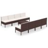 9 pcs conjunto lounge jardim c/ almofadões vime PE castanho - Image 2
