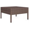 9 pcs conjunto lounge jardim c/ almofadões vime PE castanho - Image 3