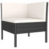 6 pcs conjunto lounge de jardim c/ almofadões vime PE preto - Image 3