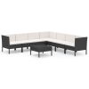 8 pcs conjunto lounge de jardim c/ almofadões vime PE preto - Image 2