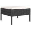 12 pcs conjunto lounge de jardim c/ almofadões vime PE preto - Image 3