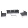 8 pcs conjunto lounge de jardim c/ almofadões pinho maciço - Image 3
