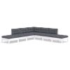 7 pcs conjunto lounge de jardim c/ almofadões pinho branco - Image 2