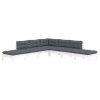 7 pcs conjunto lounge de jardim c/ almofadões pinho branco - Image 3