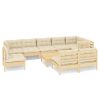 10 pcs conjunto lounge jardim c/ almofadões creme pinho maciço - Image 2