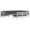 9 pcs conj. lounge de jardim c/ almofadões pinho maciço branco - Image 3