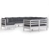 9 pcs conj. lounge de jardim c/ almofadões pinho maciço branco - Image 2