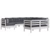 9 pcs conj. lounge de jardim c/ almofadões pinho maciço branco - Image 3