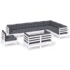10 pcs conj. lounge de jardim c/ almofadões pinho maciço branco - Image 2