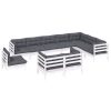 10 pcs conj. lounge de jardim c/ almofadões pinho maciço branco - Image 3