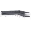7 pcs conj. lounge de jardim c/ almofadões pinho maciço branco - Image 3