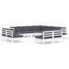 11 pcs conj. lounge de jardim c/ almofadões pinho maciço branco - Image 2