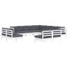 11 pcs conj. lounge de jardim c/ almofadões pinho maciço branco - Image 3