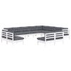 12 pcs conj. lounge de jardim c/ almofadões pinho maciço branco - Image 3