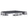 13 pcs conj. lounge de jardim c/ almofadões pinho maciço branco - Image 3