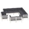 11 pcs conj. lounge de jardim c/ almofadões pinho maciço branco - Image 3