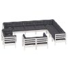 12 pcs conj. lounge de jardim c/ almofadões pinho maciço branco - Image 3