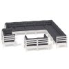 13 pcs conj. lounge de jardim c/ almofadões pinho maciço branco - Image 2