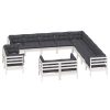 13 pcs conj. lounge de jardim c/ almofadões pinho maciço branco - Image 3