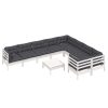 10 pcs conjunto lounge de jardim c/ almofadões pinho branco - Image 3