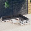 10 pcs conjunto lounge de jardim c/ almofadões pinho branco