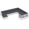 10 pcs conjunto lounge de jardim c/ almofadões pinho branco - Image 2