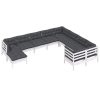 10 pcs conjunto lounge de jardim c/ almofadões pinho branco - Image 3