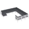 12 pcs conjunto lounge de jardim c/ almofadões pinho branco - Image 3