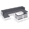 10 pcs conj. lounge de jardim c/ almofadões pinho maciço branco - Image 2