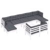 10 pcs conj. lounge de jardim c/ almofadões pinho maciço branco - Image 3