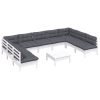 10 pcs conj. lounge de jardim c/ almofadões pinho maciço branco - Image 3