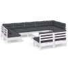 10 pcs conj. lounge de jardim c/ almofadões pinho maciço branco - Image 2